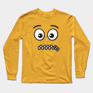 Zipper-Mouth Face Long Sleeve T-Shirt